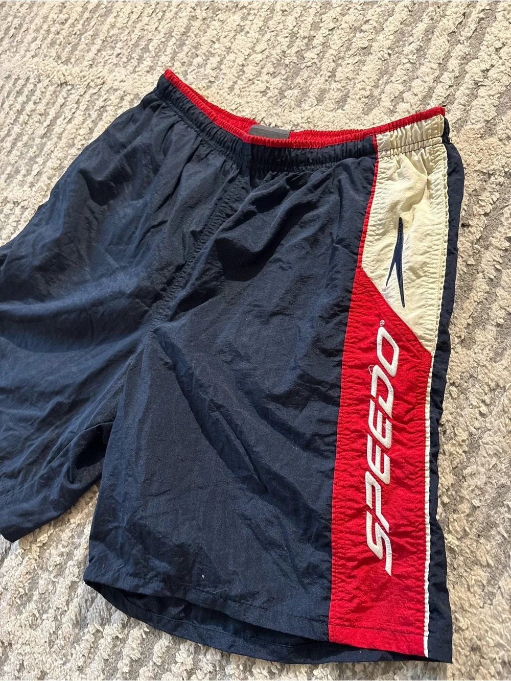 Speedo vintage blue red white swim trunks shorts size M